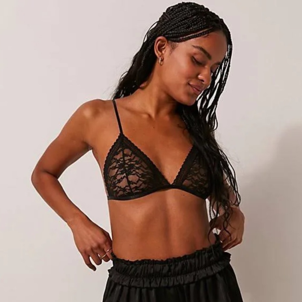 Free People Black Lace Bra